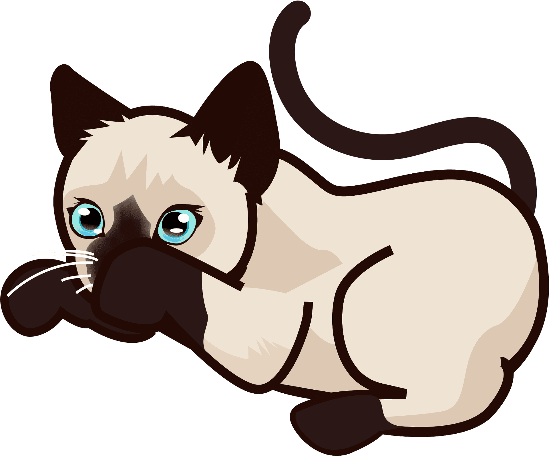 Cartoon Siamese Cat Illustration PNG