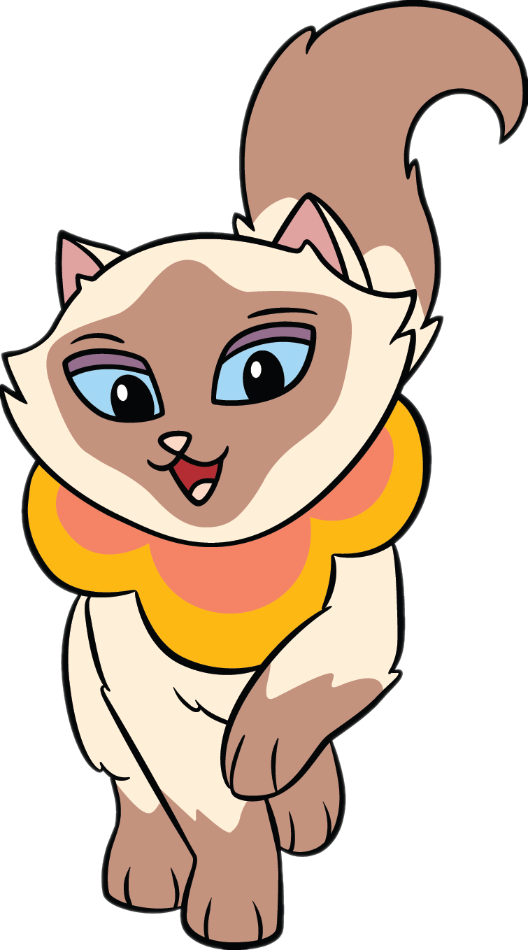 Cartoon Siamese Cat With Scarf PNG