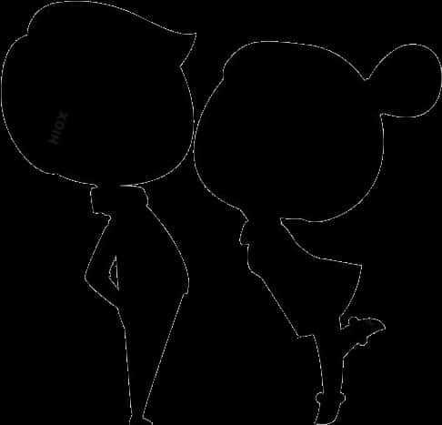 Cartoon Silhouette Kiss PNG