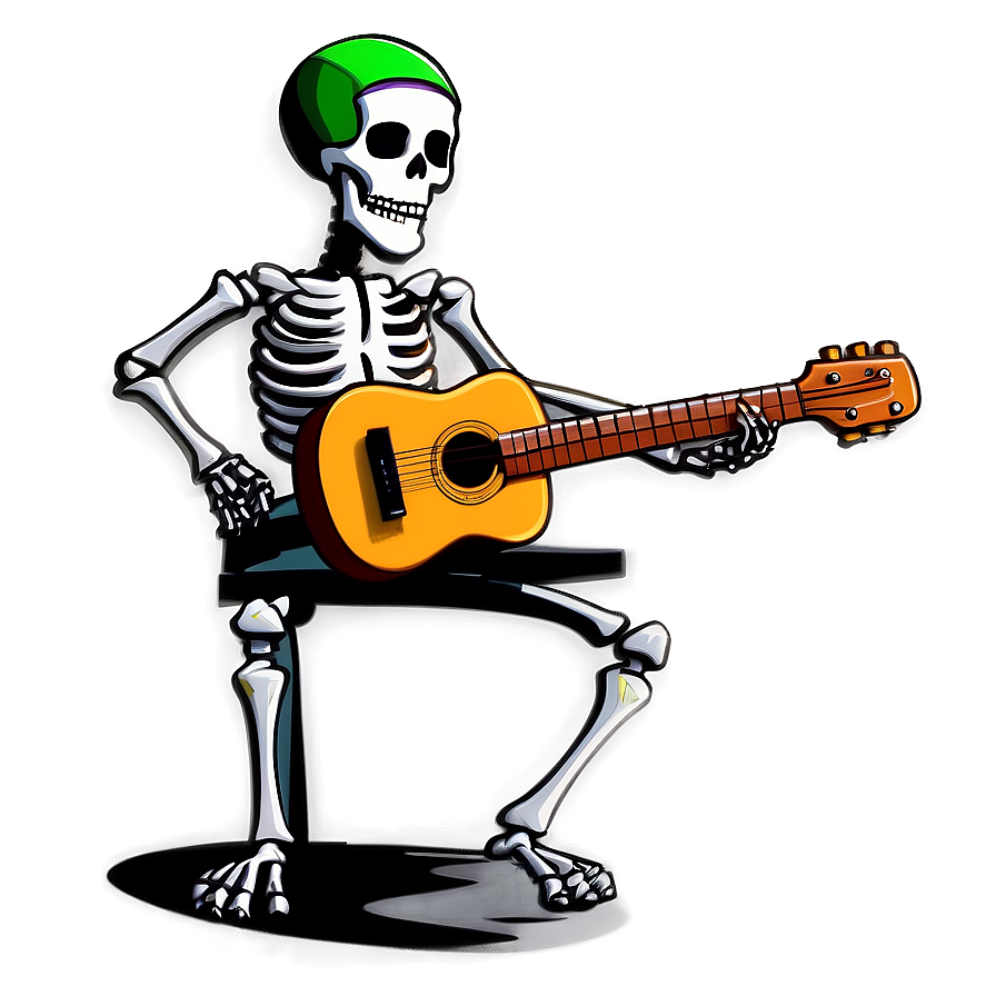 Cartoon Skeleton Playing Guitar Png 06262024 PNG