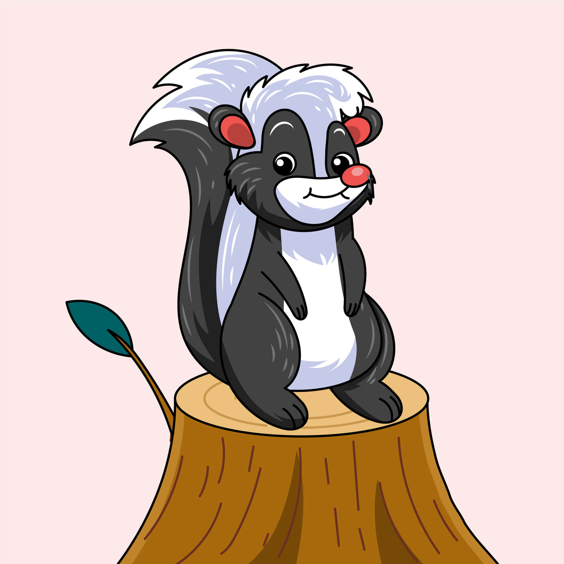 Cartoon Skunk Sittingon Stump Wallpaper