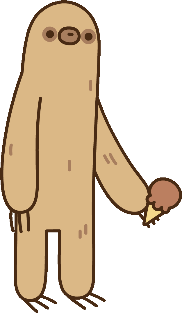 Cartoon Sloth Holding Ice Cream PNG