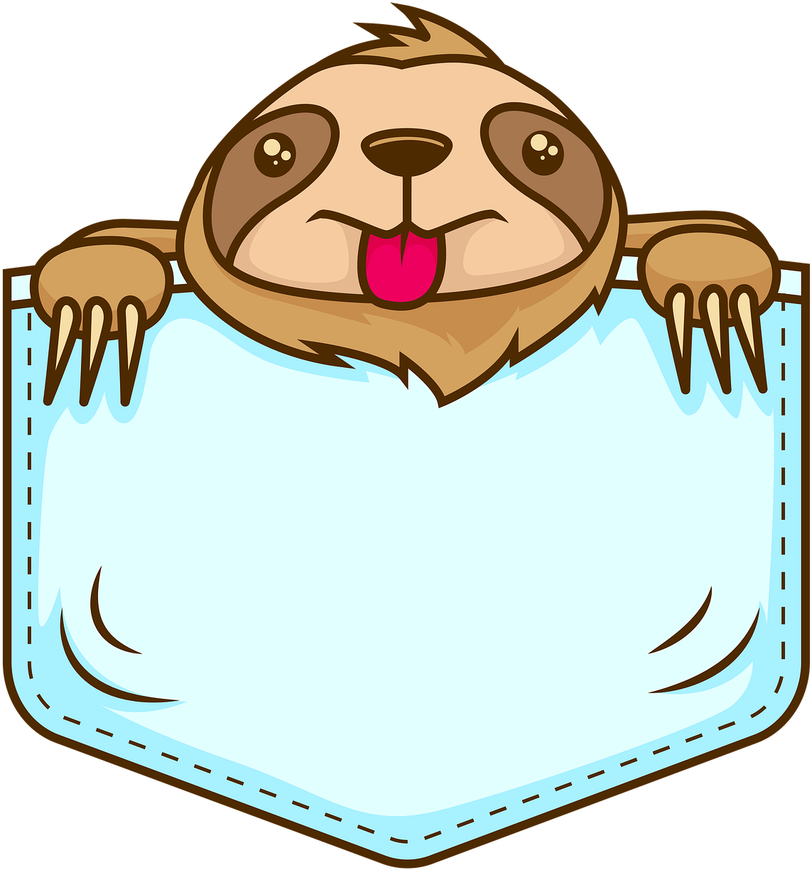 Cartoon Sloth Pocket Design PNG