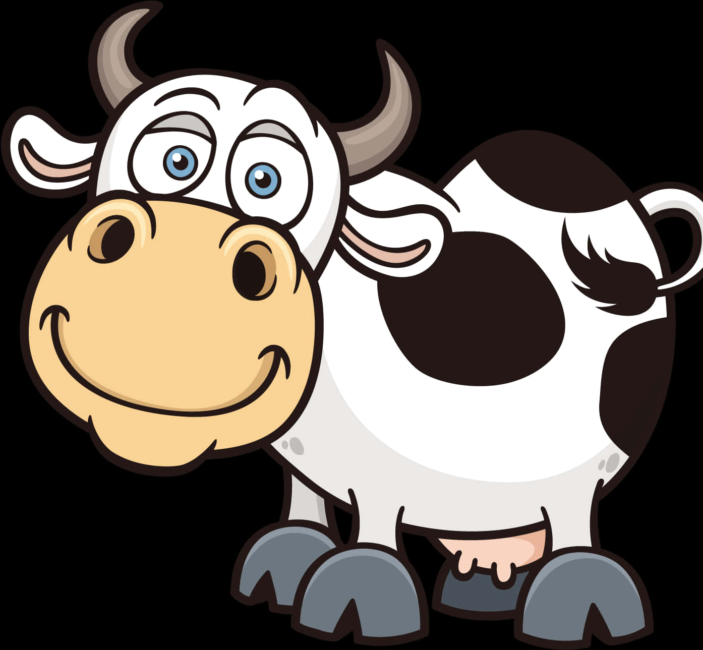 Cartoon Smiling Cow Illustration PNG