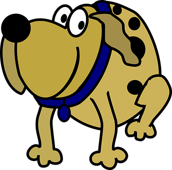 Cartoon Smiling Dog Blue Collar PNG