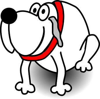 Cartoon Smiling Dog Red Collar PNG