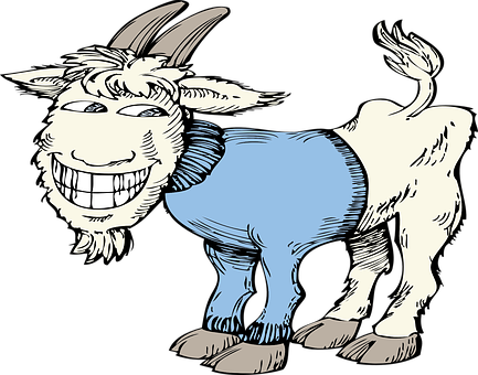Cartoon Smiling Goat Illustration PNG