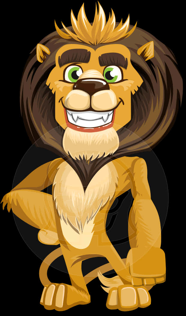 Cartoon Smiling Lion Character PNG
