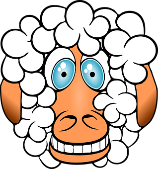 Cartoon Smiling Sheep Graphic PNG