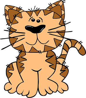 Cartoon Smiling Tabby Cat PNG