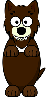 Cartoon Smiling Wolf Graphic PNG