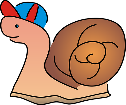 Cartoon Snail Wearing Baseball Cap PNG