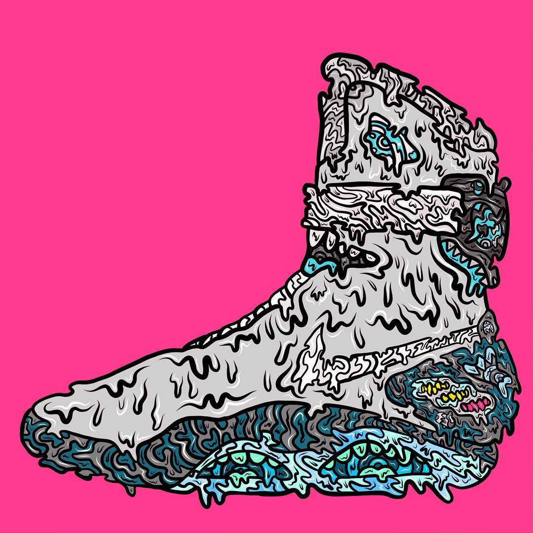 Melted Cartoon Sneaker Nike Mag Digital Illustration Wallpaper