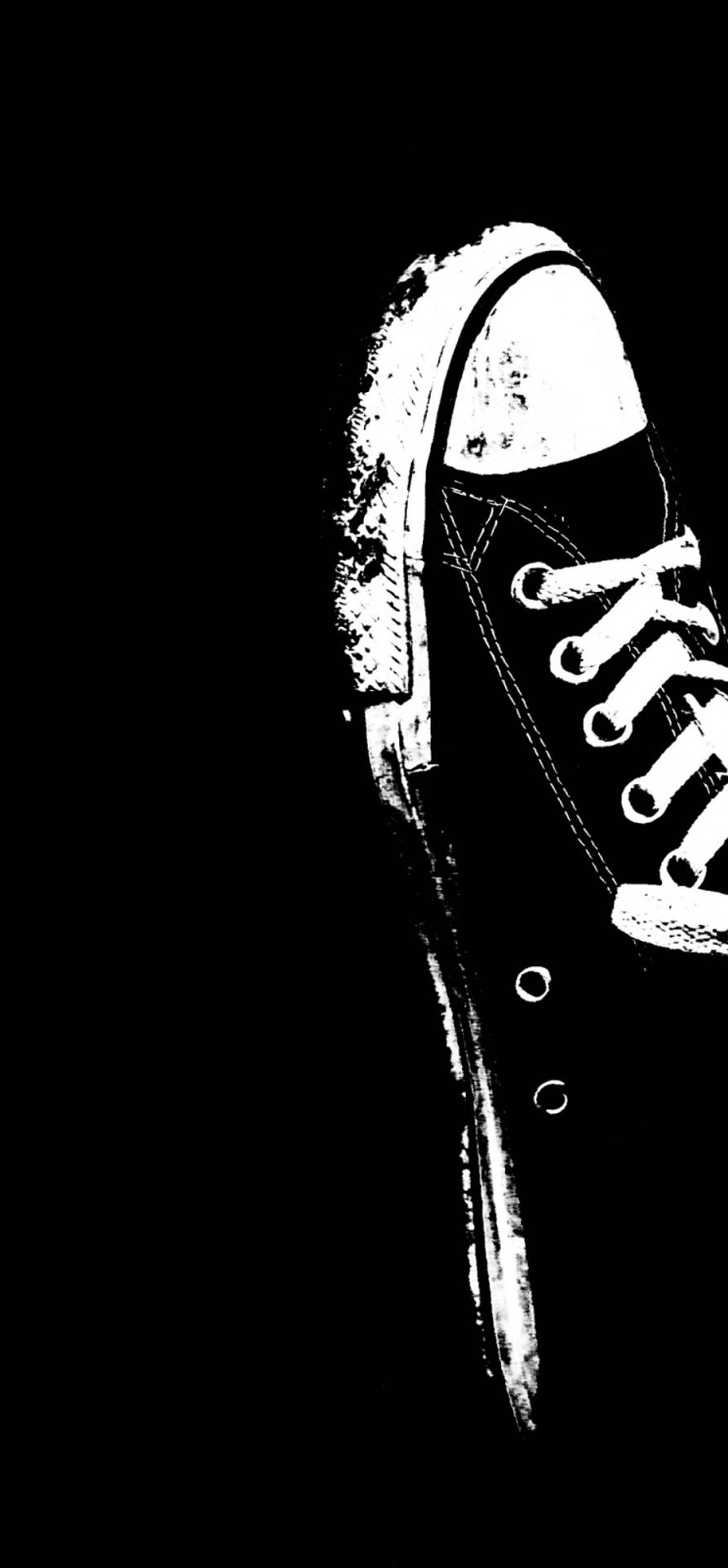 Sapatode Lona Converse Em Estilo De Desenho Animado Em Preto E Branco. Papel de Parede