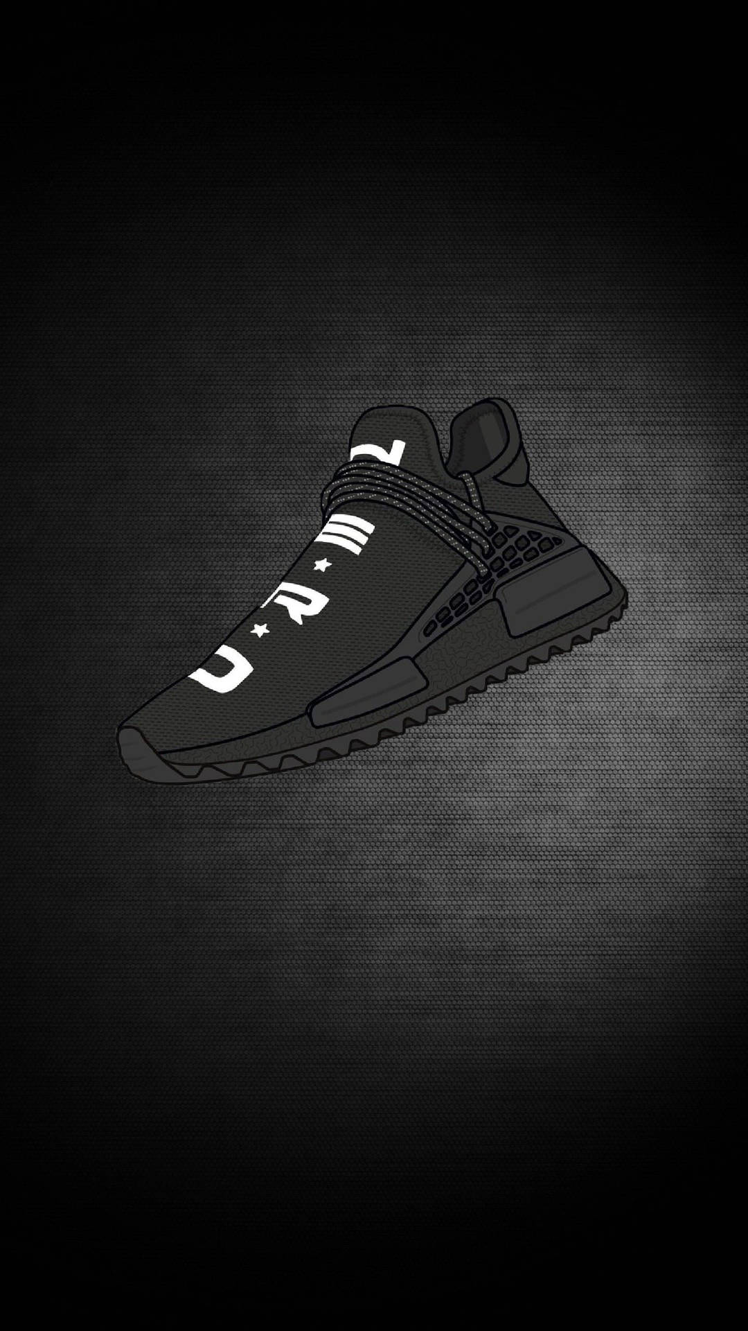 Ilustracióndigital De Zapatillas Adidas Nmd Human Race Cartoon En Color Negro. Fondo de pantalla