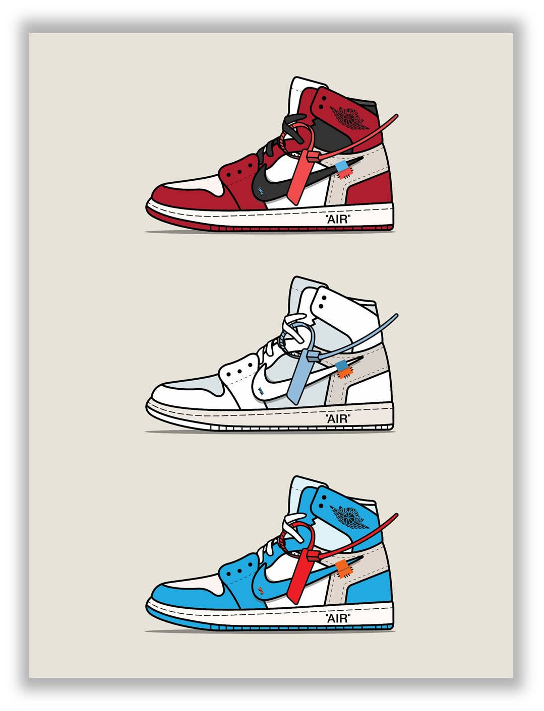 Einposter Mit Vier Verschiedenen Air Jordan Sneakers. Wallpaper