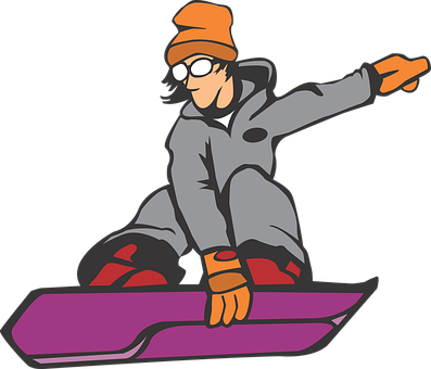 Cartoon Snowboarder Action Pose PNG
