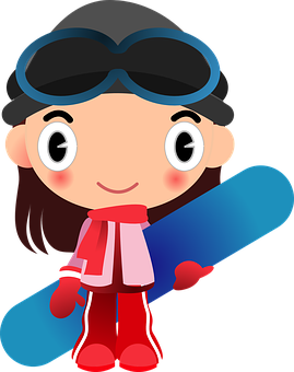 Cartoon Snowboarder Girl Vector PNG
