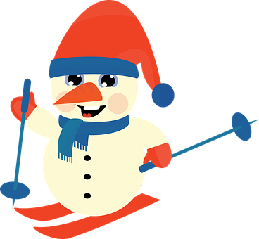 Cartoon Snowman Skiing PNG