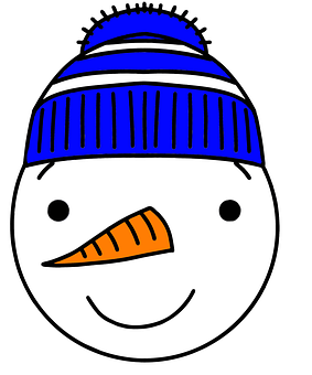 Cartoon Snowmanwith Blue Hat PNG