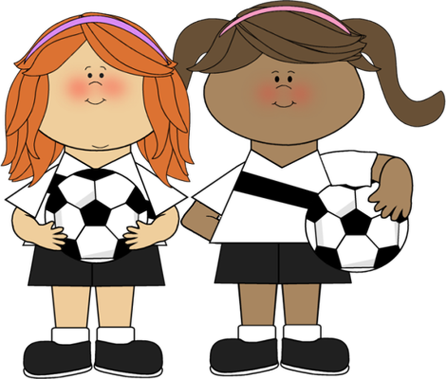 Cartoon Soccer Girls Friendly Match PNG