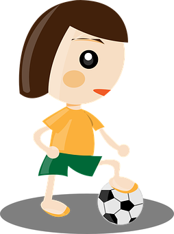 Cartoon Soccer Player Girl Footon Ball PNG