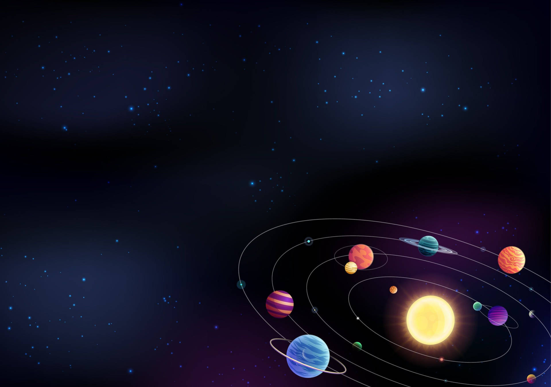 Cartoon Solar System Hd Wallpaper