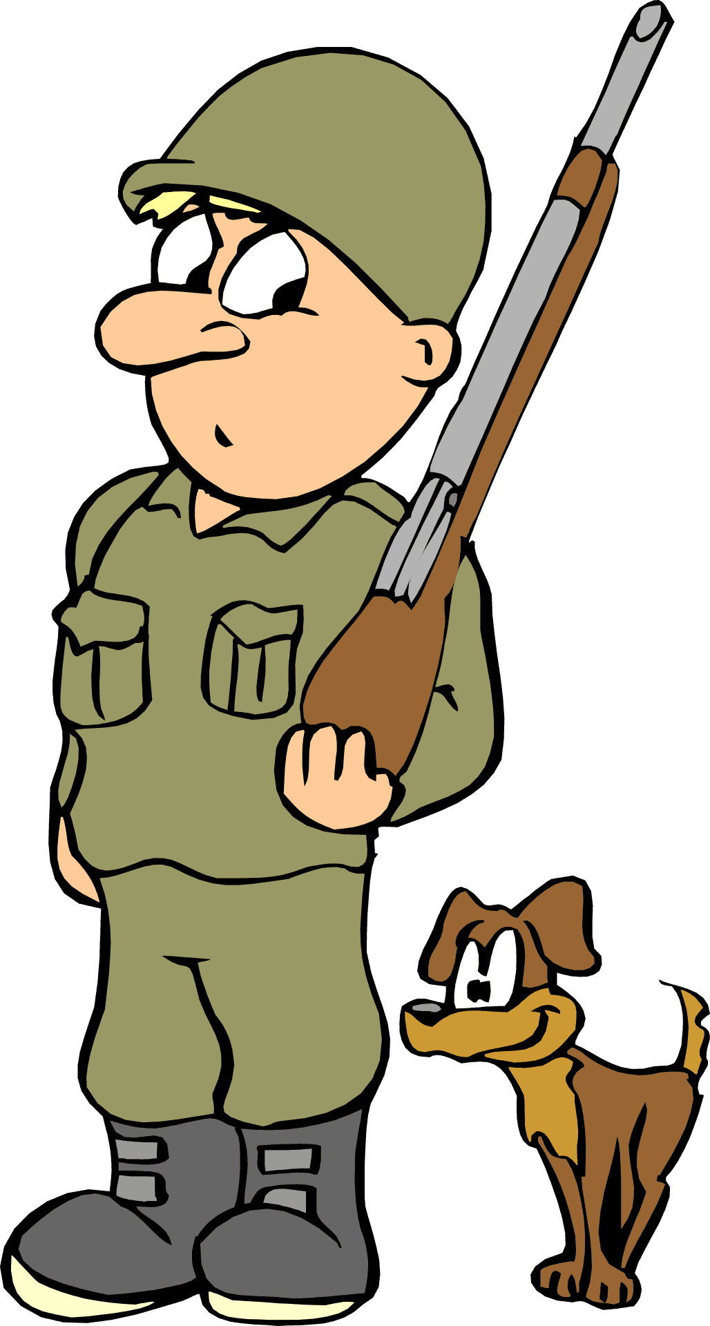 Cartoon Soldierand Dog PNG