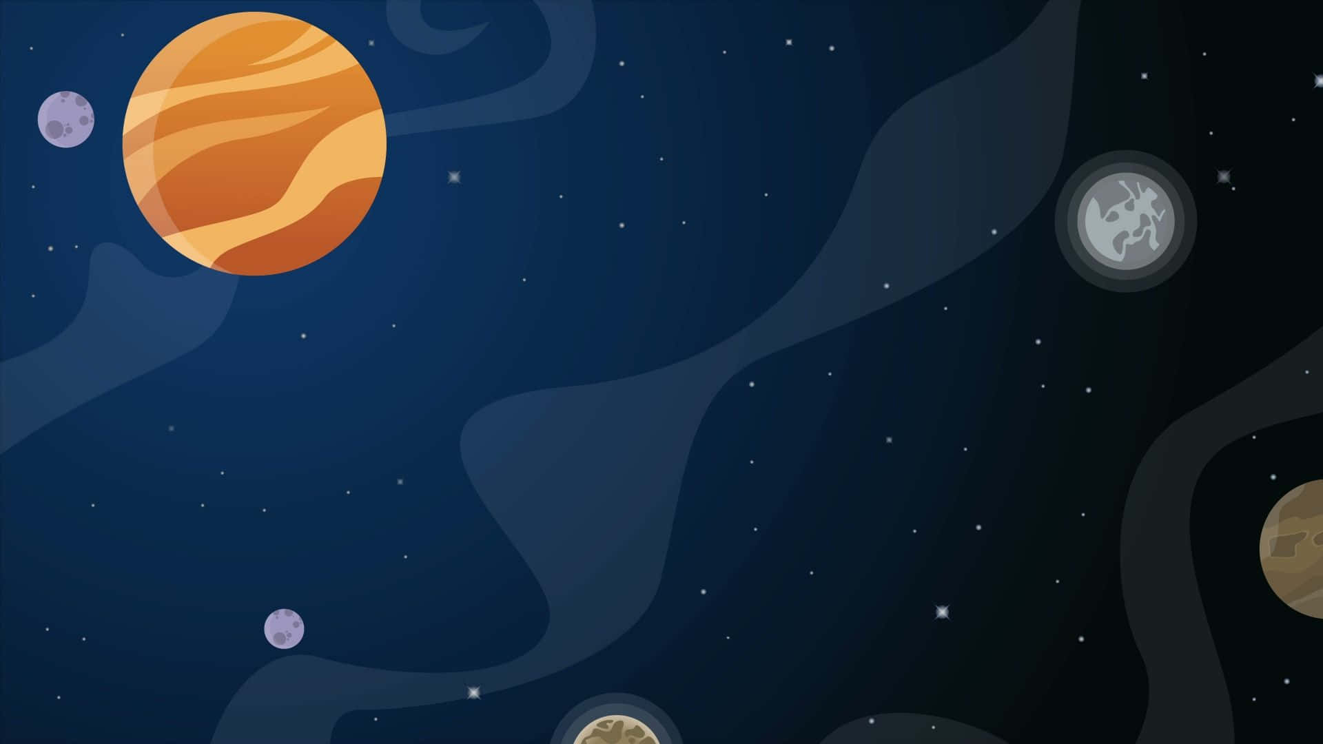 Planets In Space With Planets And Stars