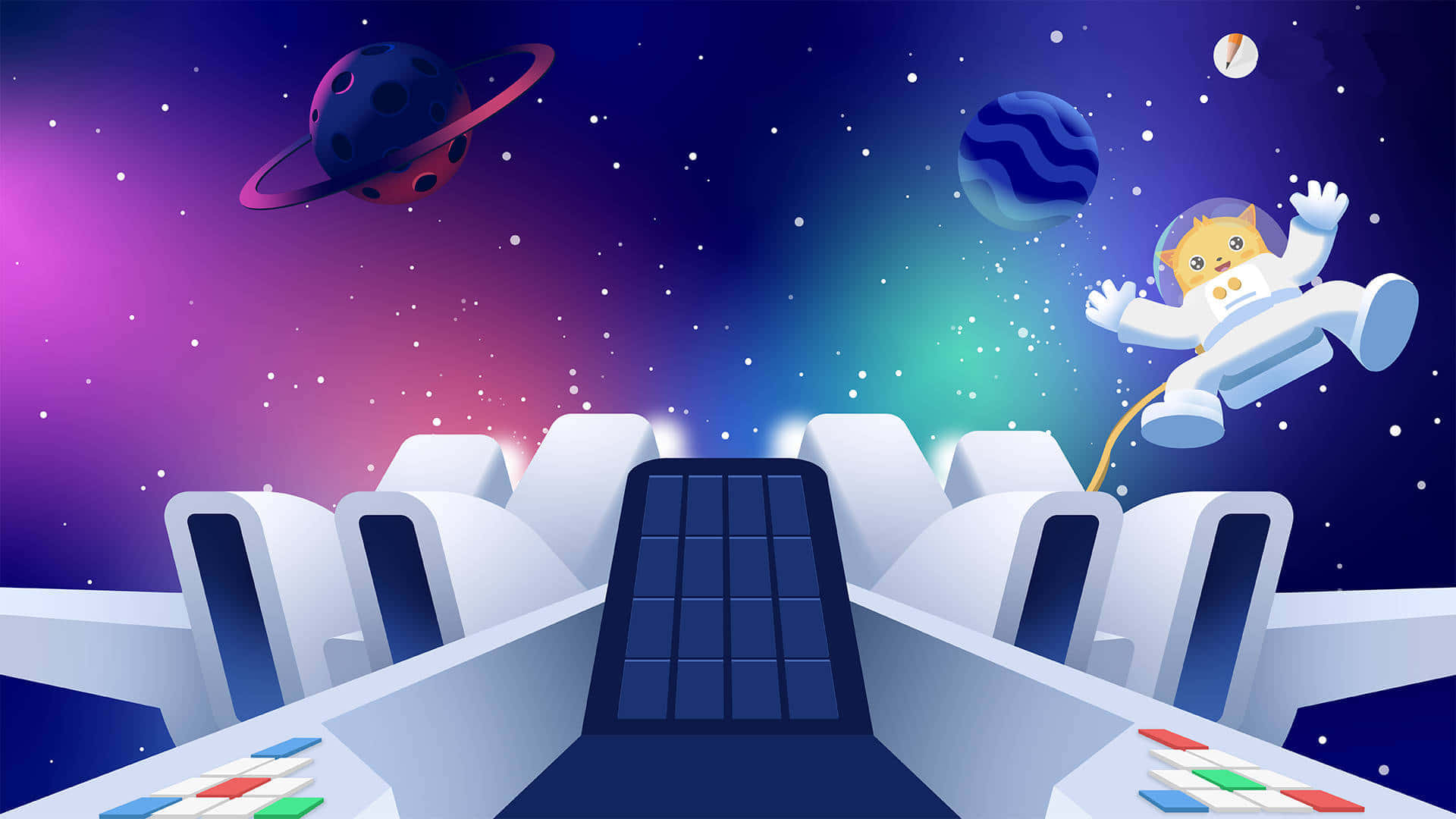 Einweltraumspiel Mit Einem Raumschiff Und Einem Astronauten