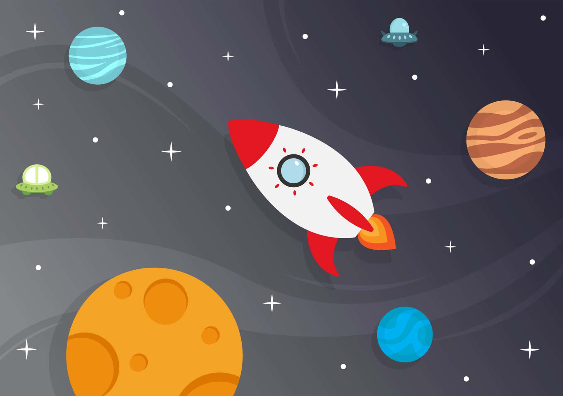 Cartoon Space Exploration Wallpaper