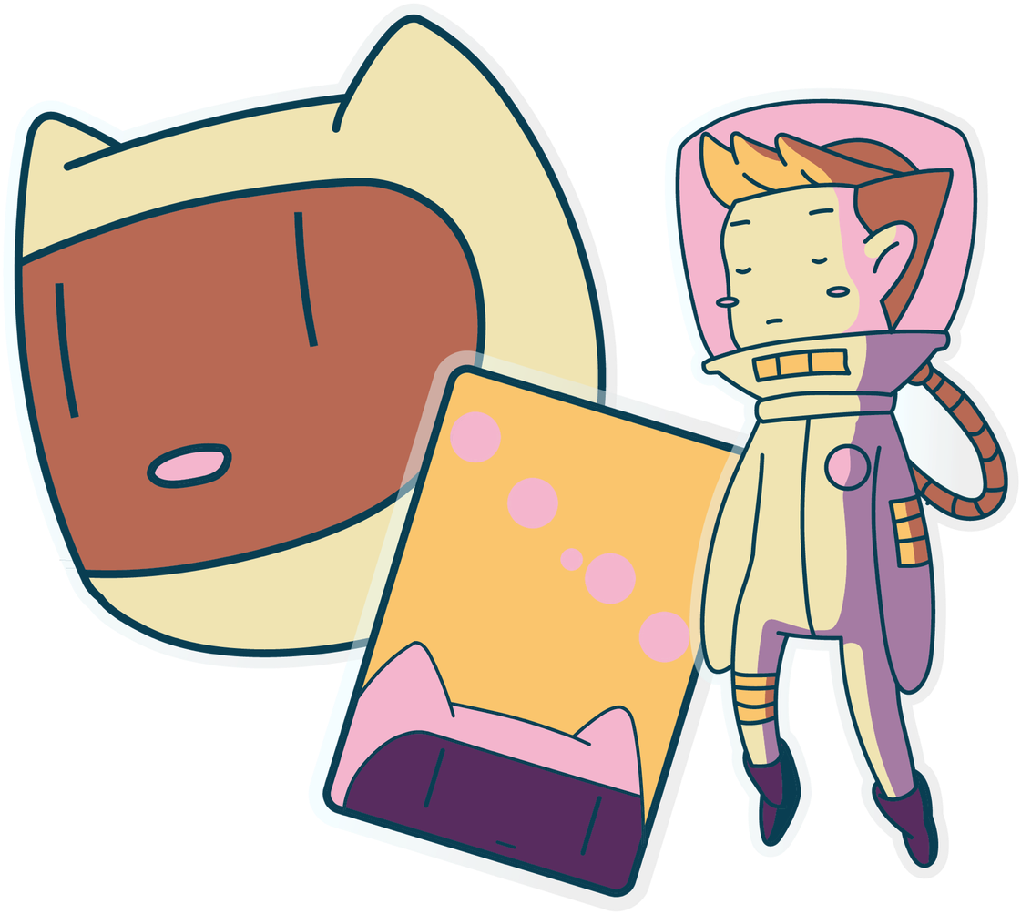 Cartoon Spacemanand Spacecat Stickers PNG