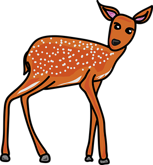 Cartoon Spotted Deer Illustration PNG