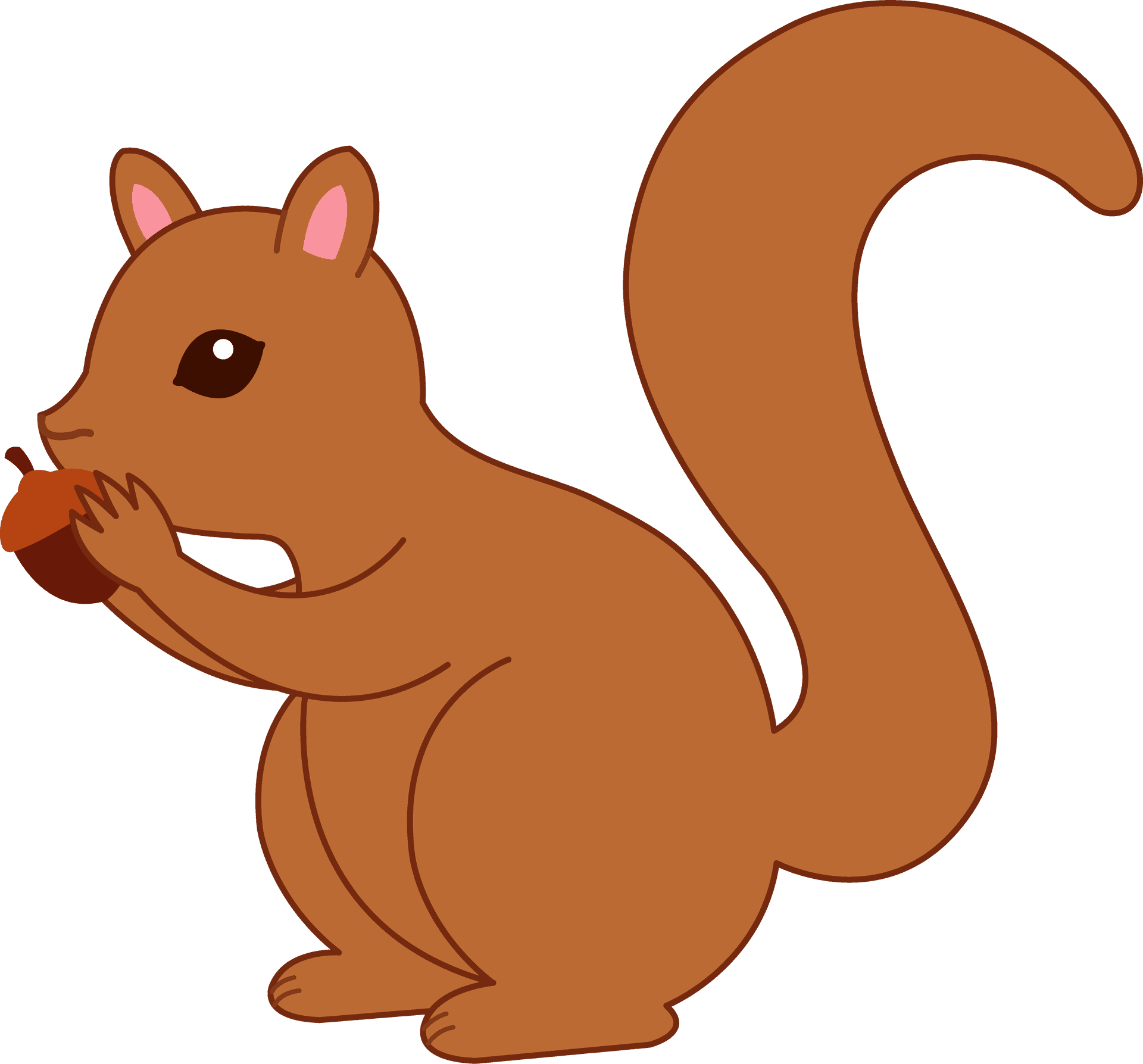 Cartoon Squirrel Eating Acorn PNG