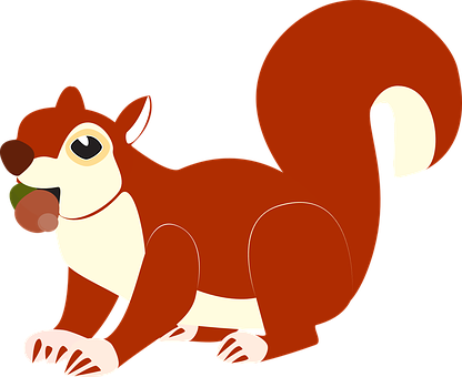 Cartoon Squirrel Holding Acorn PNG