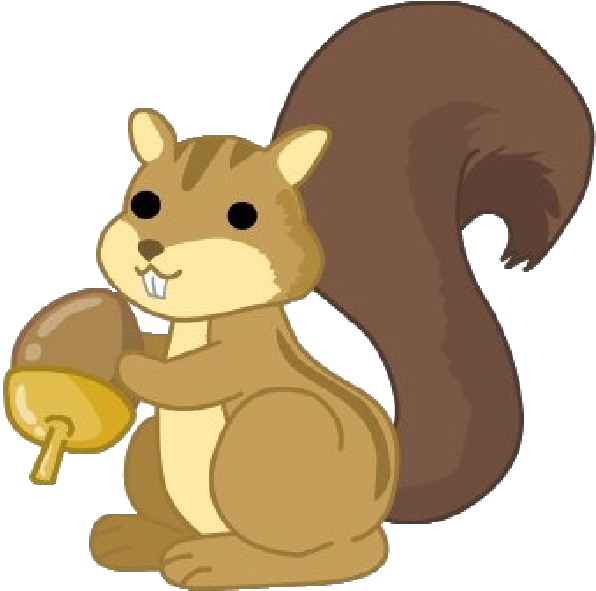 Cartoon Squirrel Holding Acorn.png PNG
