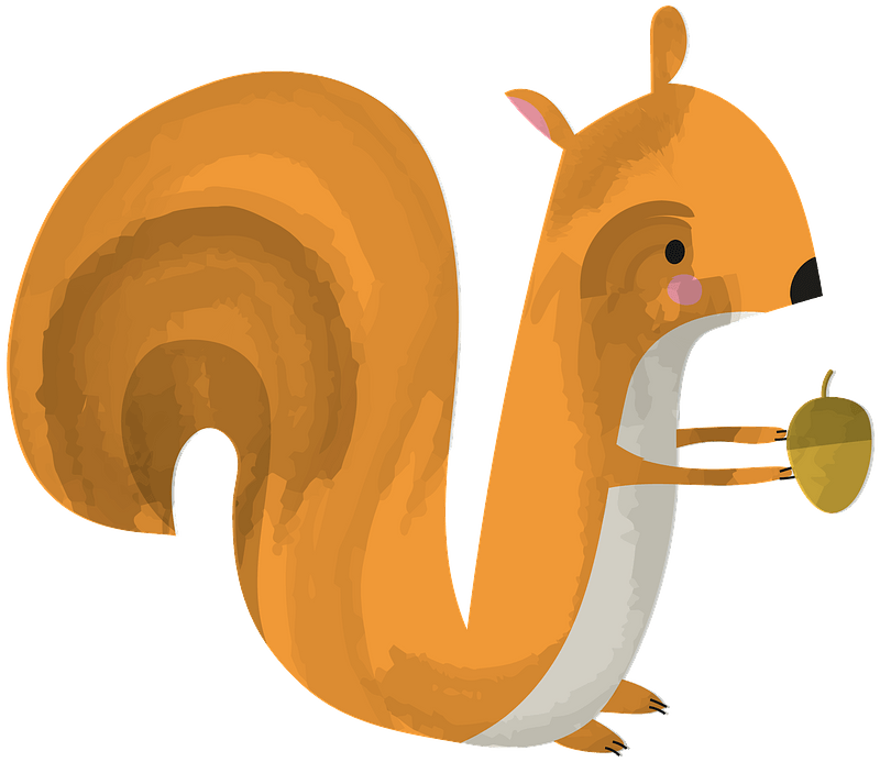 Cartoon Squirrel Holding Acorn.png PNG