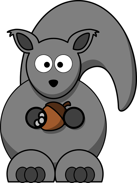 Cartoon Squirrel Holding Acorn.png PNG