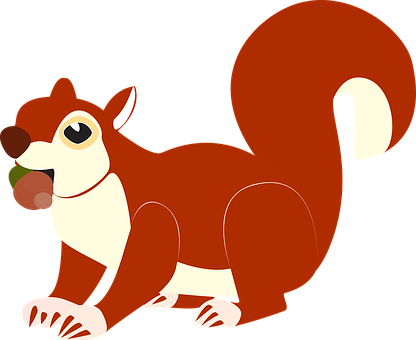 Cartoon_ Squirrel_ Holding_ Nut PNG