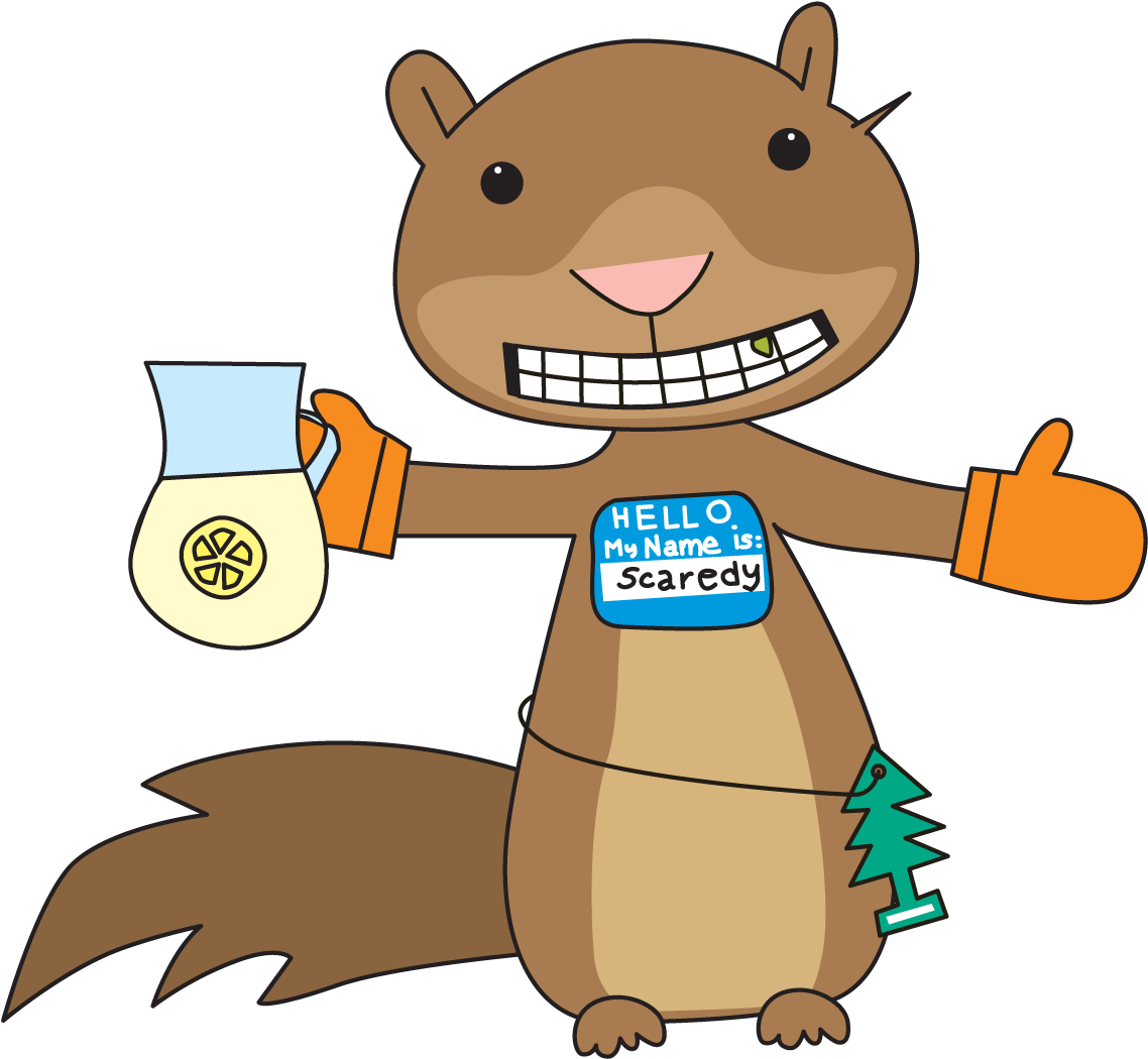 Cartoon Squirrel Named Scaredy With Lemonade PNG