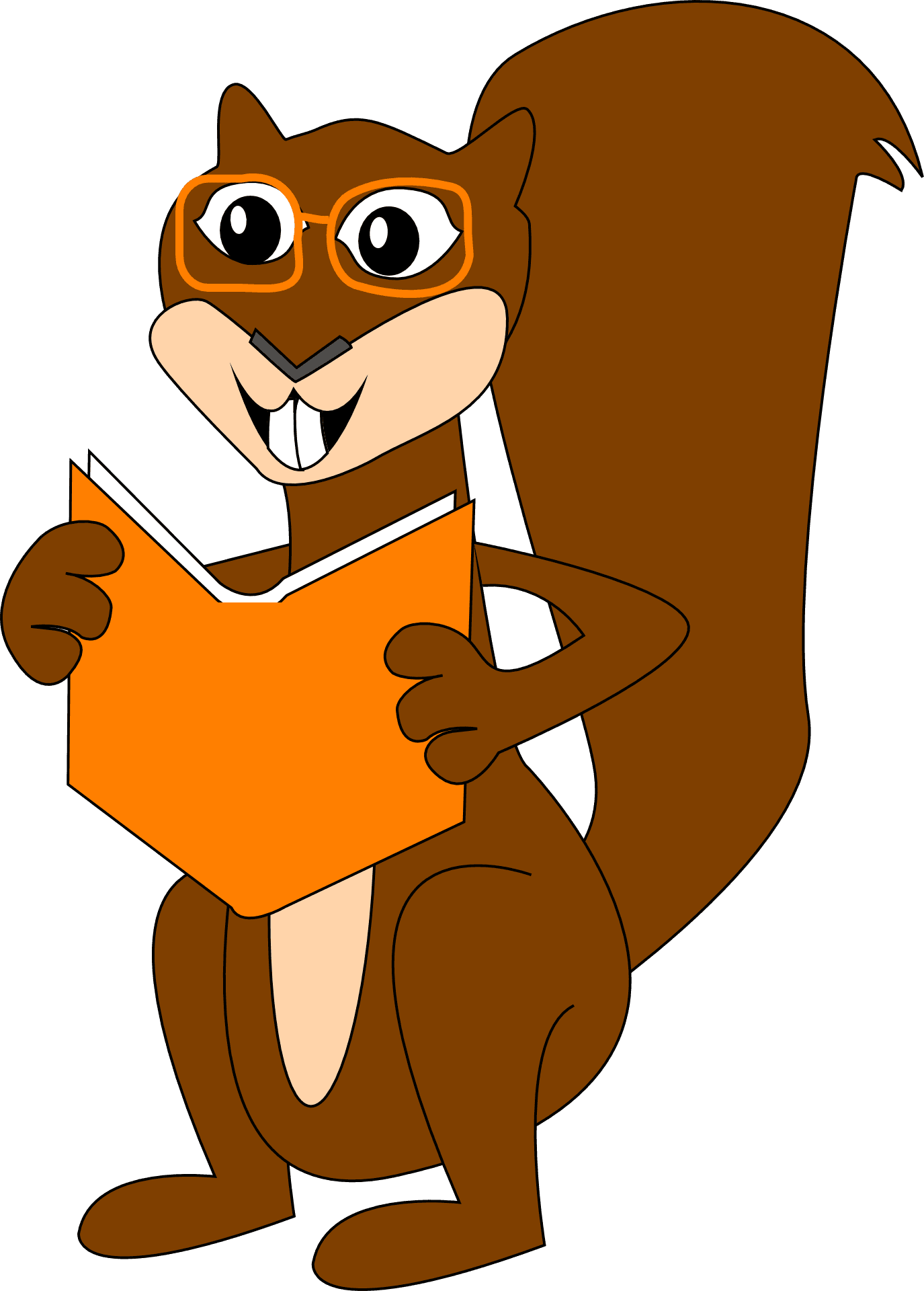 Cartoon Squirrel Reading Book.png PNG