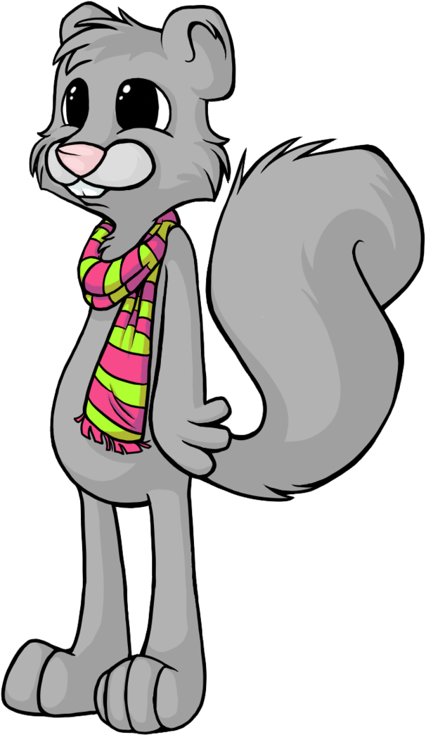 Cartoon Squirrel Wearing Scarf.png PNG