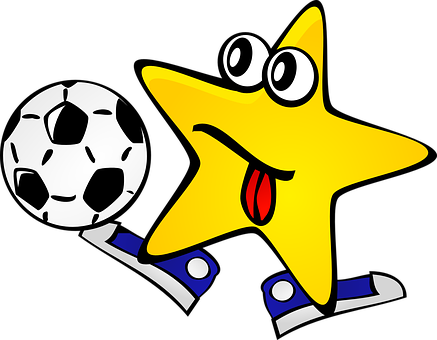 Cartoon Star Playing Soccer PNG
