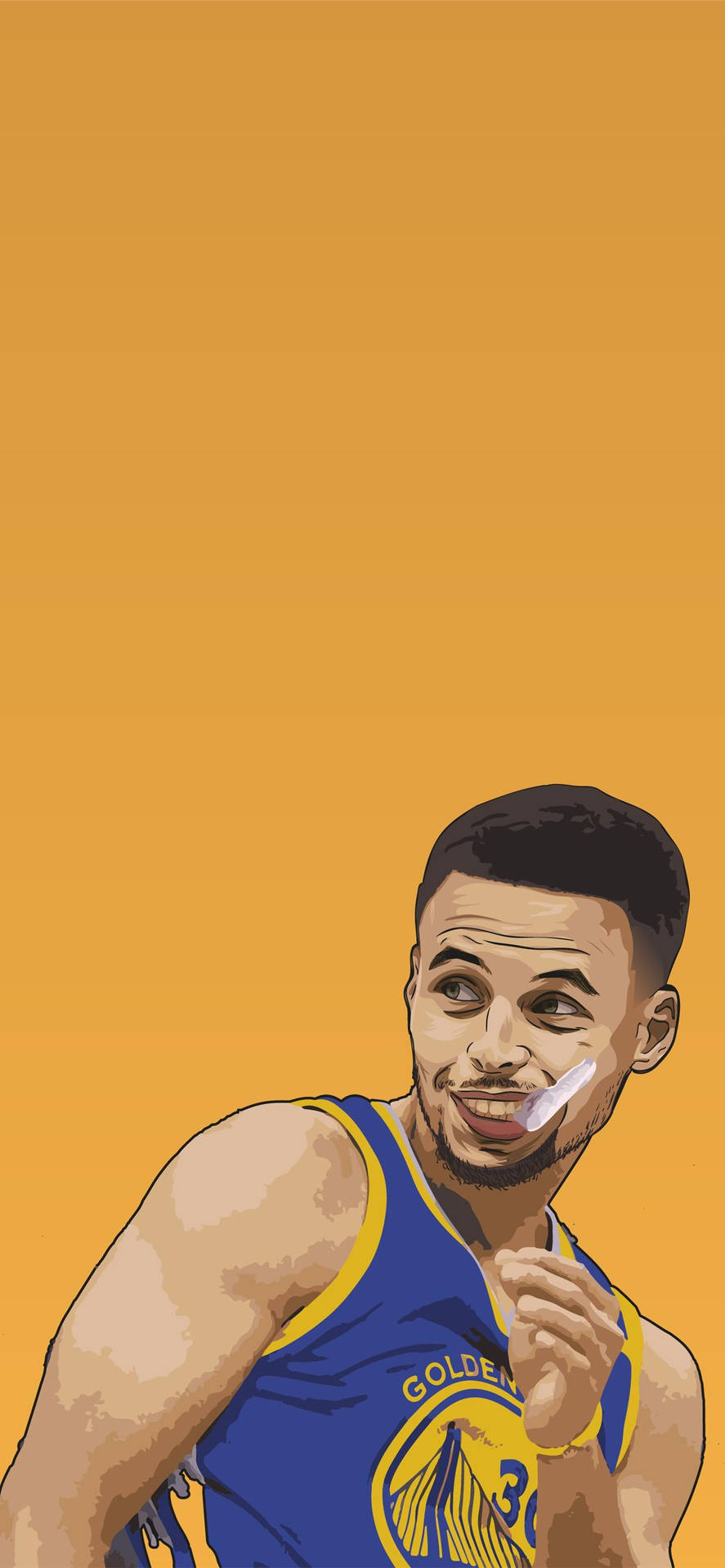 Cartoon Stephen Curry In Mouthpiece Wallpaper