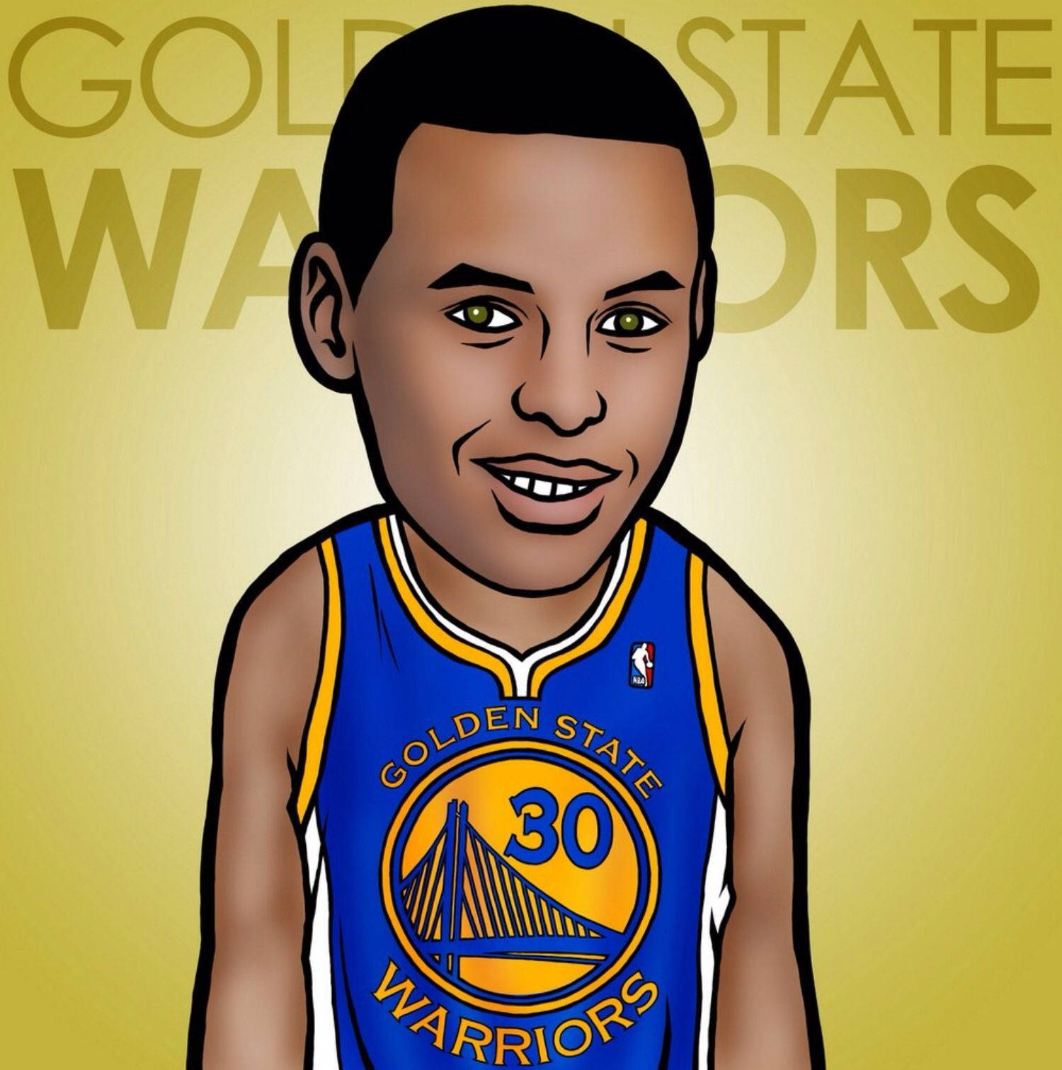 Cartoon Stephen Curry With GSW Wallpaper