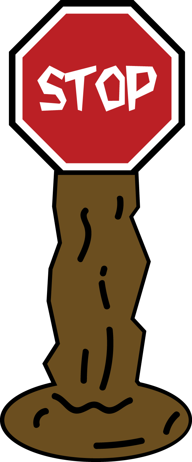 Cartoon Stop Signon Brown Pole PNG