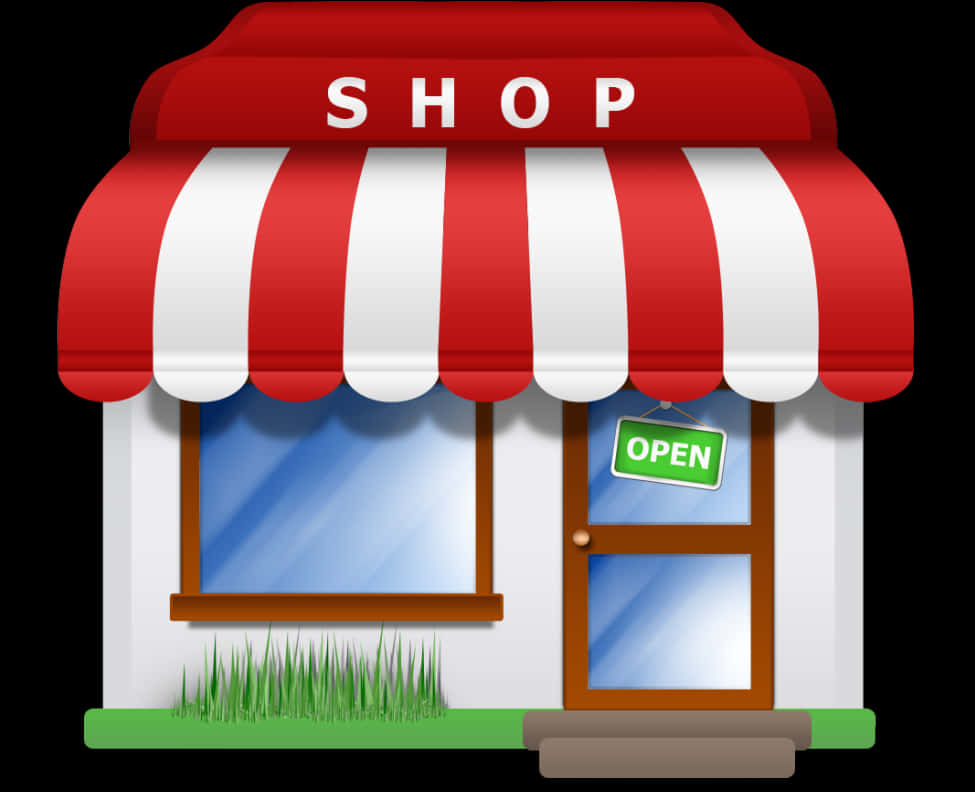 Cartoon Storefront Open Sign PNG