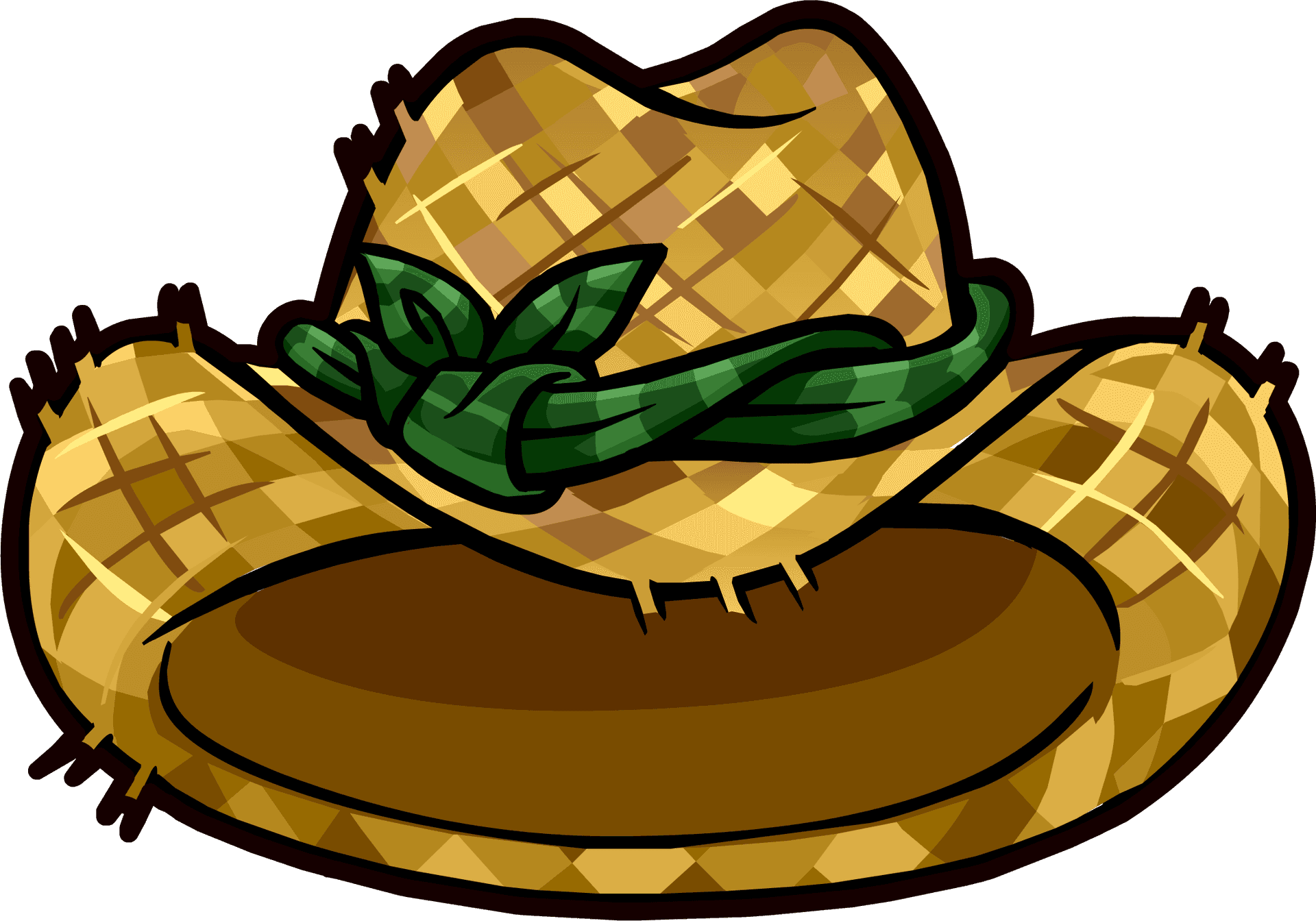 Cartoon Straw Hatwith Green Band PNG