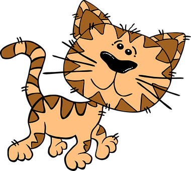 Cartoon Striped Cat Illustration PNG