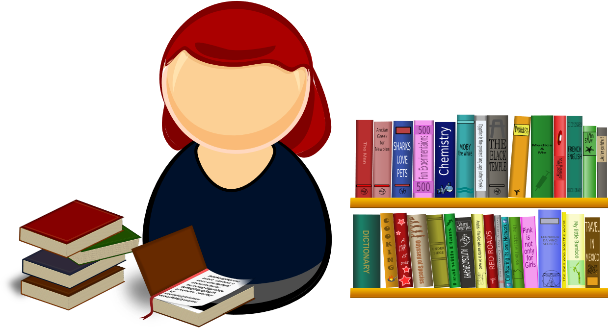 Cartoon Student Studying With Books Clipart PNG
